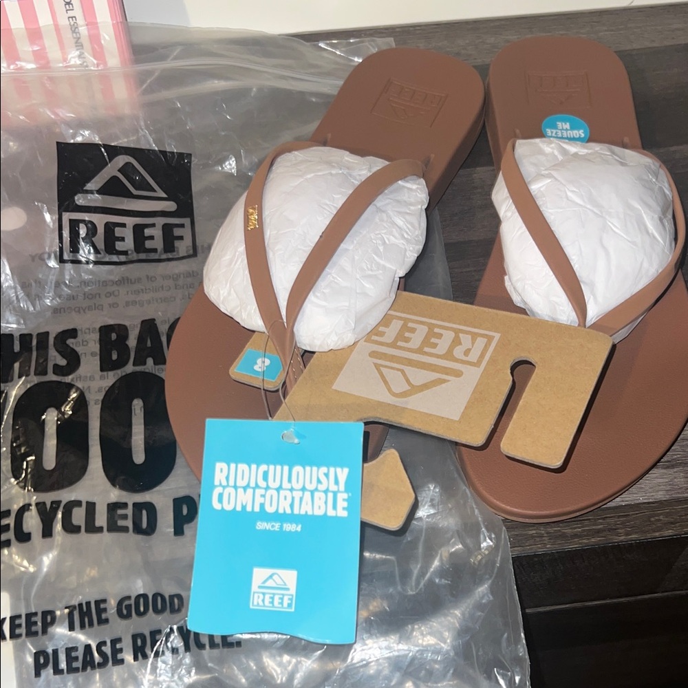 Reef Brown Thong Sandals with Tan Straps